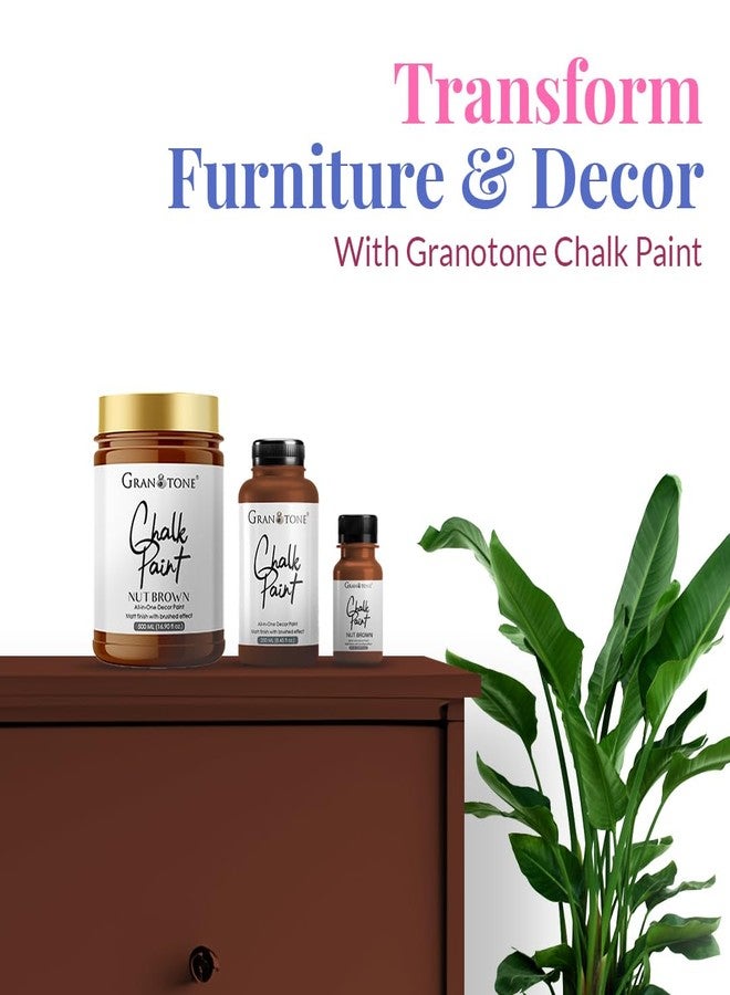 GRANOTONE Chalk Paint for Furniture, Home Decor, Crafts - Eco-Friendly - All-in-One - No Wax Needed- 250 ML NUT BROWN - Image 2
